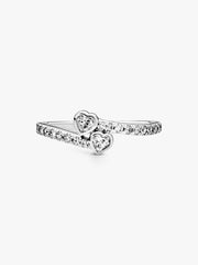 Two Sparkling Hearts Ring Sterling silver