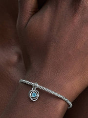 FINAL SALE - Sea Aqua Blue Eternity Circle Dangle Charm Sterling silver