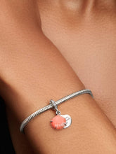 FINAL SALE - Coral-colored Shell Double Dangle Charm Sterling silver