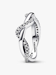 Sparkling Intertwined Wave Ring Sterling silver