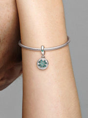 Lucky Four Leaf Clover Dangle Charm Sterling silver