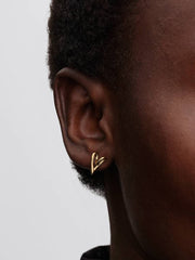 Organically Shaped Heart Stud Earrings 14k gold plating