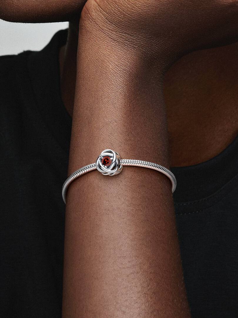 January Red Eternity Circle Charm Sterling silver