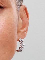FINAL SALE - Sparkling Bow Row Hoop Earrings Sterling silver