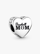 Baseball Mom Heart Charm Sterling silver