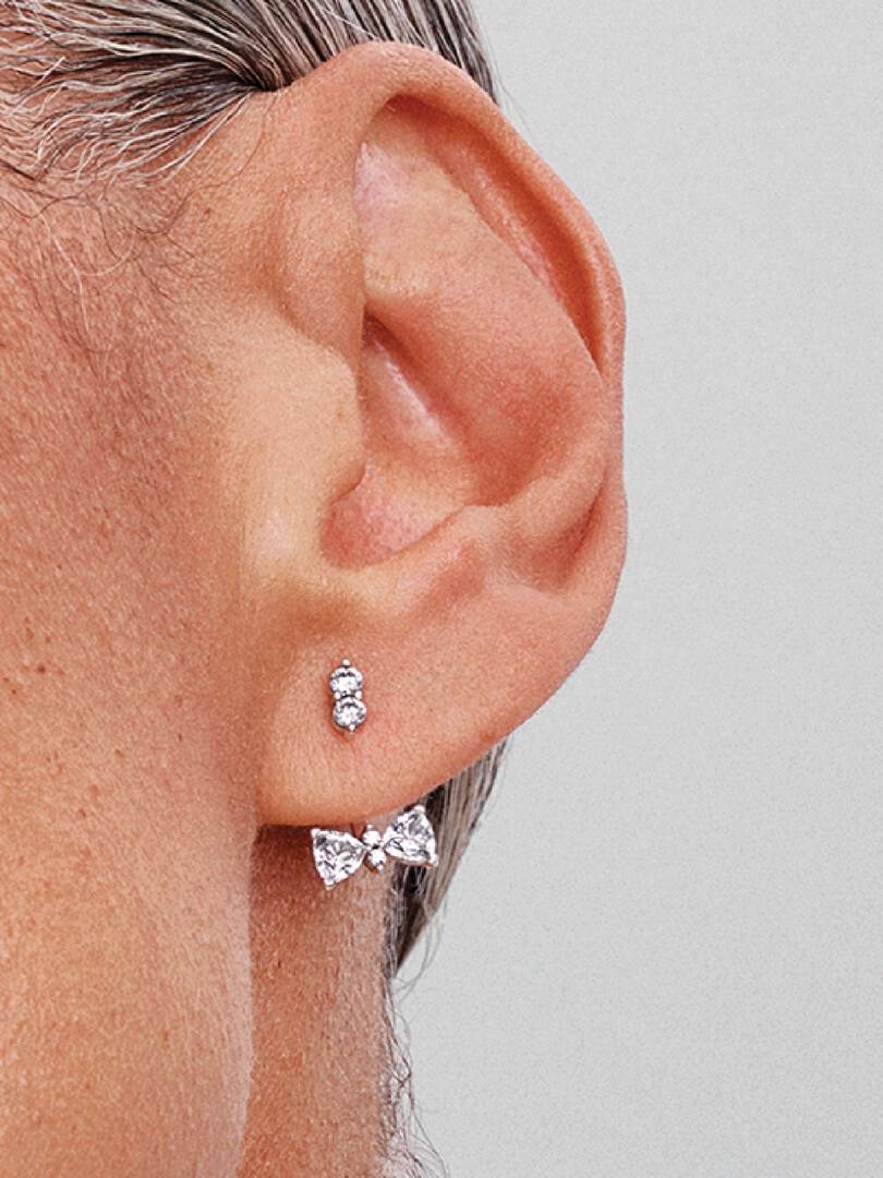 FINAL SALE - Sparkling Bow Drop Earrings Sterling silver