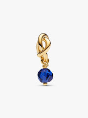 Faceted Blue Eternity Circle Dangle Charm 14k gold plating