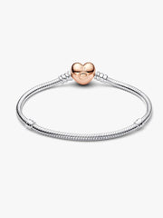Moments Heart & Snake Chain Bracelet Sterling silver, 14k rose gold plating