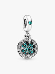 Lucky Four Leaf Clover Dangle Charm Sterling silver