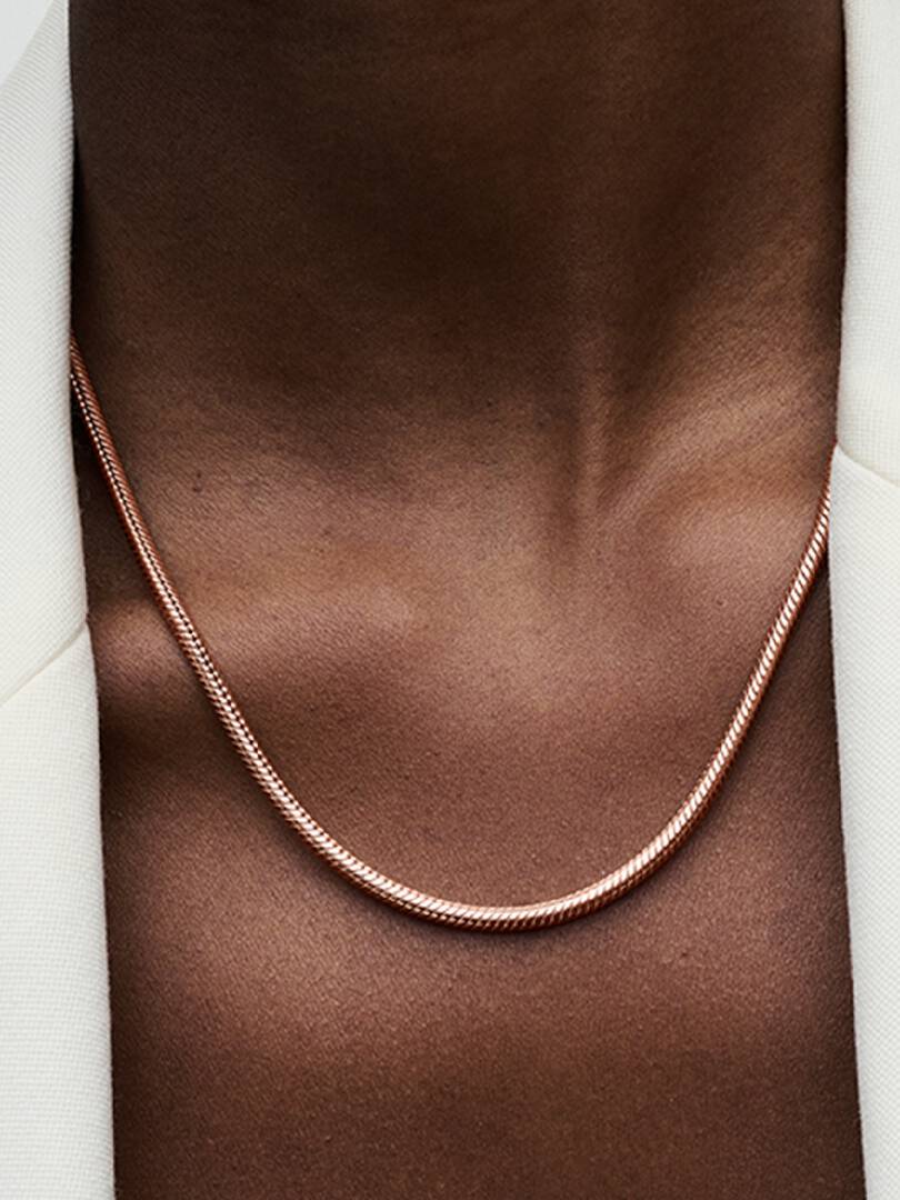 Pandora Moments Snake Chain Necklace 14k rose gold plating