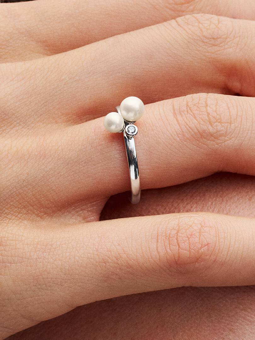 FINAL SALE - Duo Treated Freshwater Cultured Pearls Ring Sterling silver