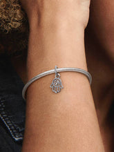 Protective Hamsa Hand Dangle Charm Sterling silver
