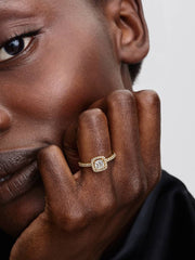 Sparkling Square Clear Halo Ring 14k gold plating