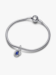 FINAL SALE - Blue Eternity Circle Dangle Charm Sterling silver