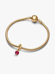 Faceted True Red Eternity Circle Dangle Charm 14k gold plating