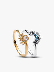 Celestial Sparkling Sun and Moon Ring Set 2 Quantity