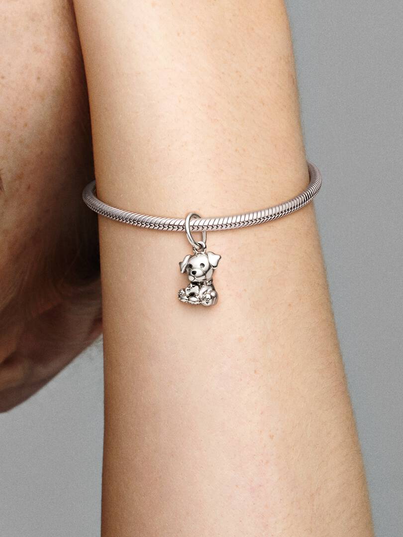 Labrador Puppy Dog Dangle Charm Sterling silver