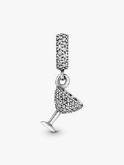 FINAL SALE - Pavé Cocktail Glass Dangle Charm Sterling silver