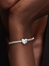 Engravable Sea Aqua Blue Stone Heart Charm Sterling silver