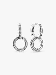 Sparkling Double Hoop Earrings Sterling silver
