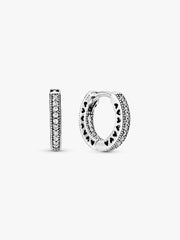 Pavé Heart Hoop Earrings Sterling silver