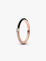 FINAL SALE - Pandora ME Pavé & Black Dual Ring 14k rose gold plating