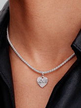 Engravable Love Heart Dangle Charm Sterling silver