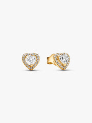 Sparkling Elevated Heart Stud Earrings 14k gold plating
