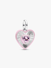 Radiating Pink Heart Medallion Charm Sterling silver