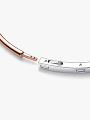 FINAL SALE - Pandora Signature Two-tone I-D Pavé Bangle Sterling silver, 14k rose gold plating