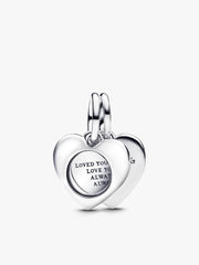 Engravable Double Heart Charm Bracelet Set 3 Quantity