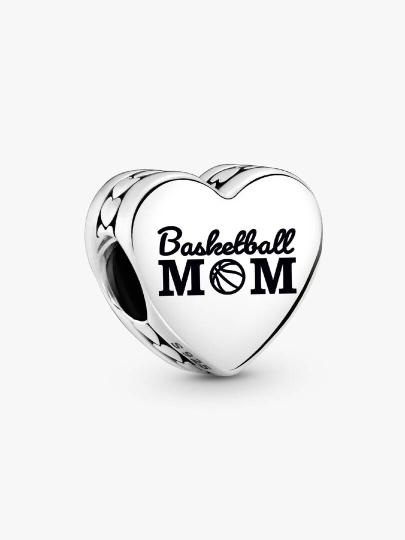 Basketball Mom Heart Charm Sterling silver