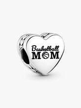 Basketball Mom Heart Charm Sterling silver
