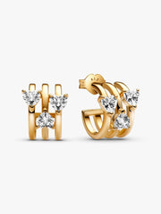 FINAL SALE - Triple Heart Hoop Earrings 14k gold plating