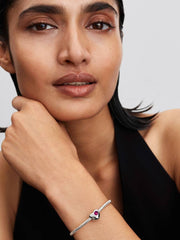 Engravable True Red Stone Heart Charm Sterling silver