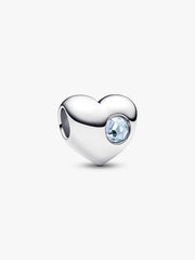 Engravable Sea Aqua Blue Stone Heart Charm Sterling silver