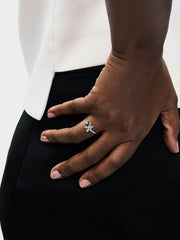 FINAL SALE - Sparkling Herbarium Cluster Open Ring Sterling silver