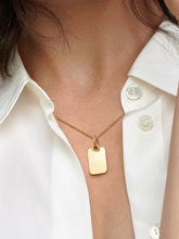 Engravable Rectangle Tag Pendant 14k gold plating