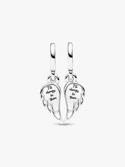 Sparkling Splitable Angel Wings Dangle Charm Sterling silver