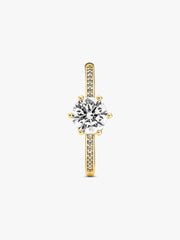 Clear Sparkling Crown Solitaire Ring 14k gold plating