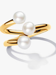 FINAL SALE - Treated Freshwater Cultured Pearl Open Ring 14k gold plating