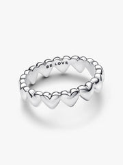 Row of Hearts Ring Sterling silver