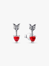 FINAL SALE - Arrow & Murano Glass Heart Stud Earrings Sterling silver