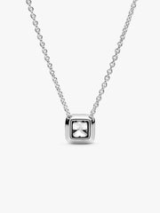 Square Sparkle Halo Necklace Sterling silver