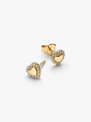 Heart Halo Stud Earrings 14k gold plating