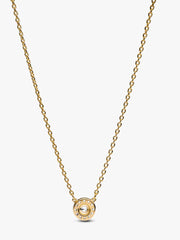 Round Pavé Halo Pendant Necklace 14k gold plating