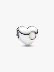 Engravable White Stone Heart Charm Sterling silver