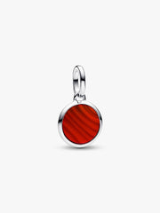 FINAL SALE - Red Murano Glass Engravable Mini Medallion Charm Sterling silver