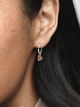 FINAL SALE - Sparkling Freehand Heart Hoop Earrings Sterling silver, 14k rose gold plating
