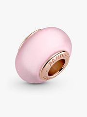Matte Pink Murano Glass Charm 14k rose gold plating